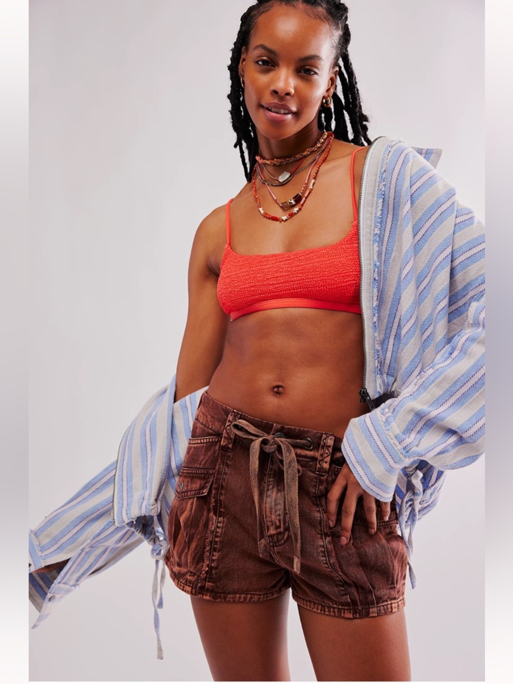 Free People Zuri Washed Shorts in Plum